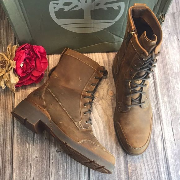 TIMBERLAND Graceyn Brown Leather Lace Up WP Lug Sole Boots 8M - Picture 1 of 15